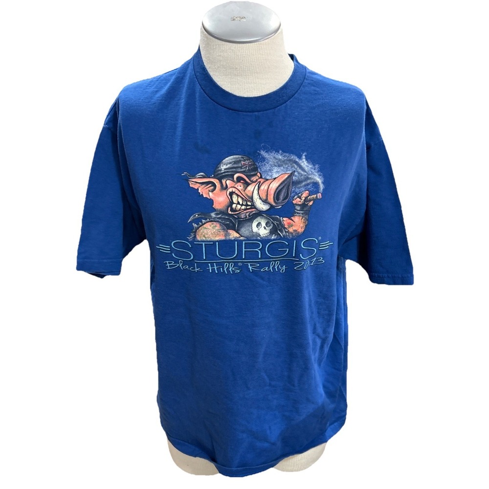 Sturgis T Shirt XL Mens Black Hills Ralley 2013 Blue Motorcycle